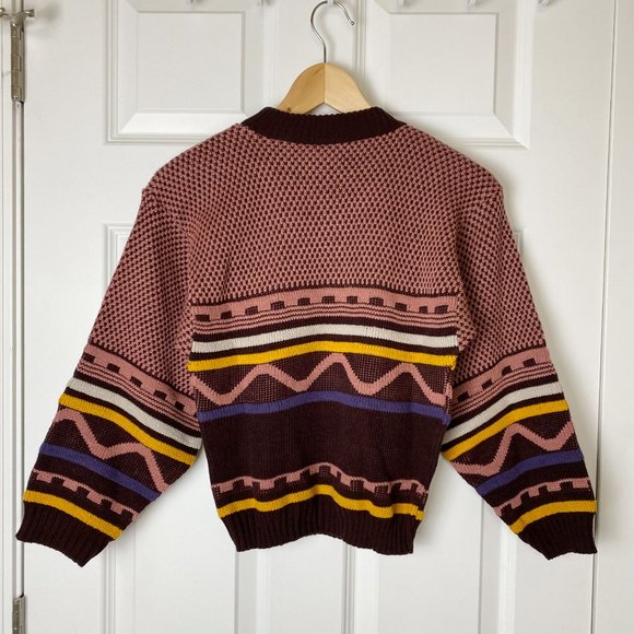 Cropped Knit Sweater, Pink Brown, Made in USA, NWOT, Size M - Picture 2 of 4